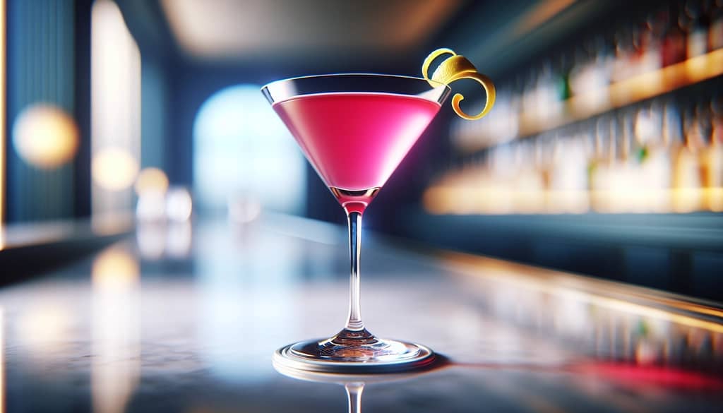 bright sweet cocktail with fruit garnish
