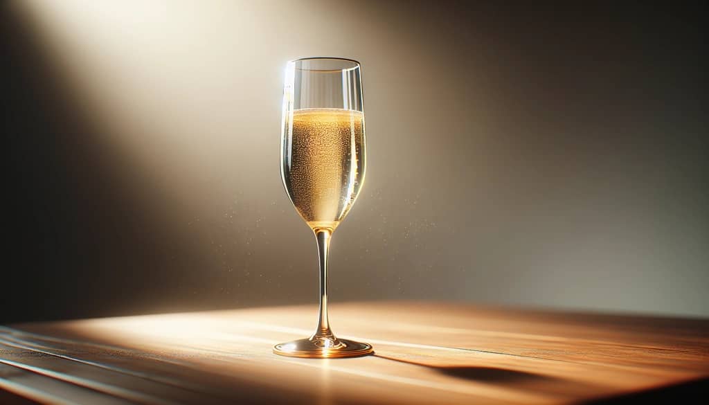 tall narrow champagne flute on table
