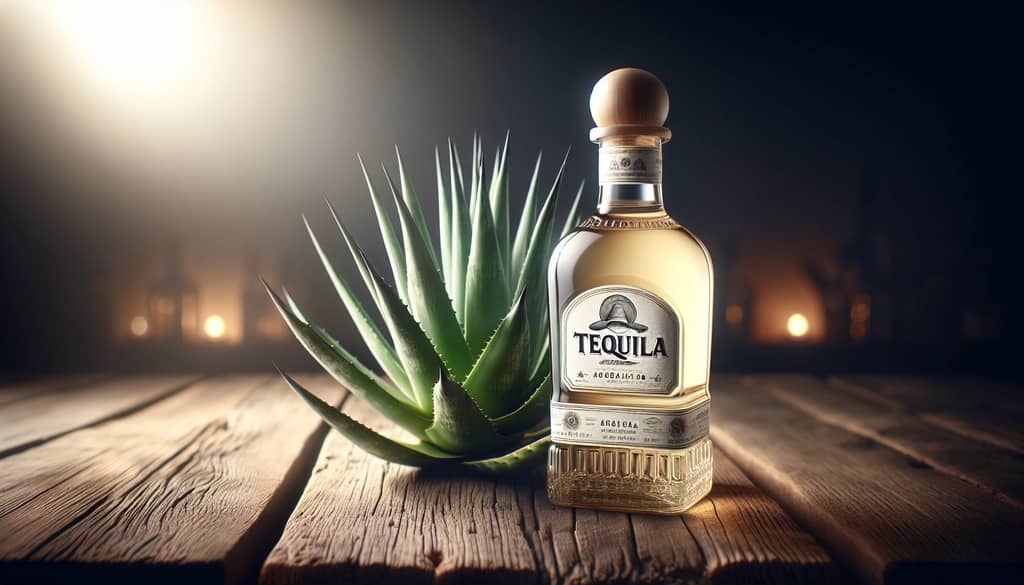 tequila bottle and agave plant