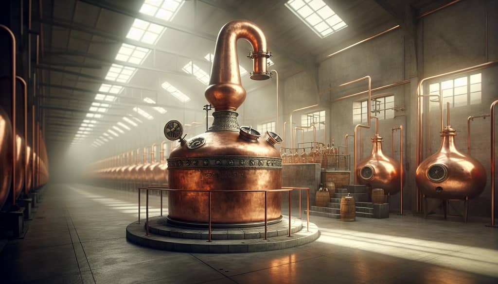 Tequila distillation in a copper still