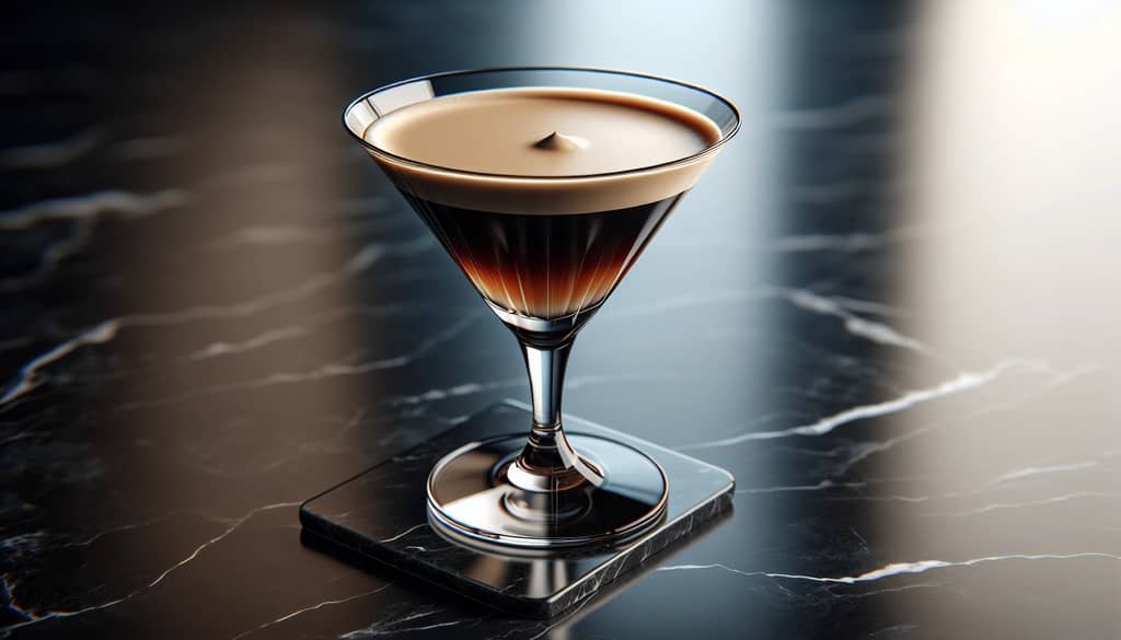 tequila espresso martini with crema in cocktail glass