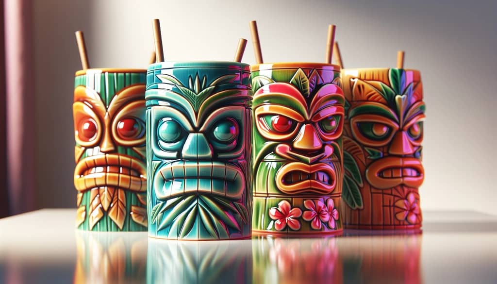 tiki mug collection closeup