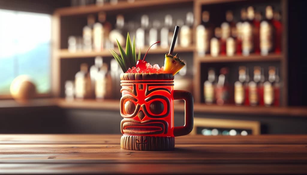 cốc tiki với nước punch không cồn nhiều màu sắc