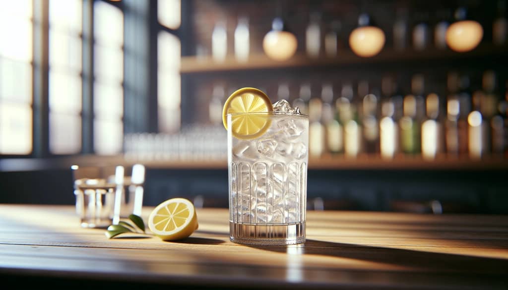 classic cocktail with soda water and citrus