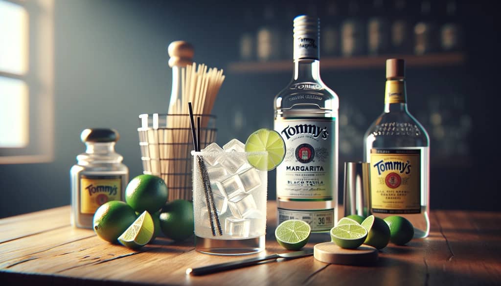 close-up of tommy's margarita ingredients and final drink