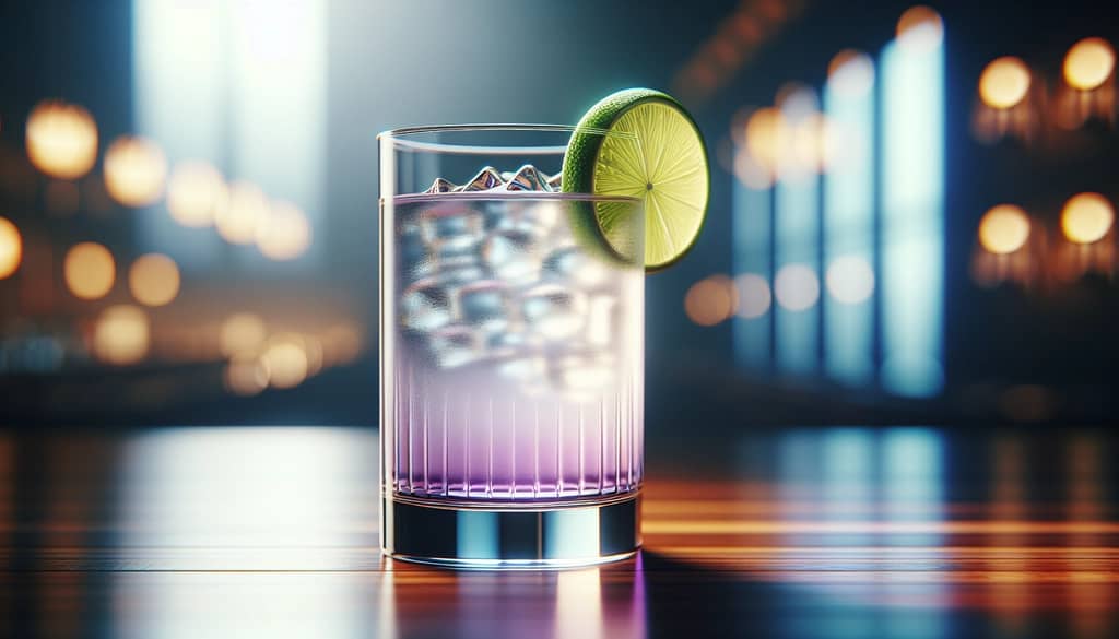 cocktail transfusion dans un verre highball avec une tranche de citron vert