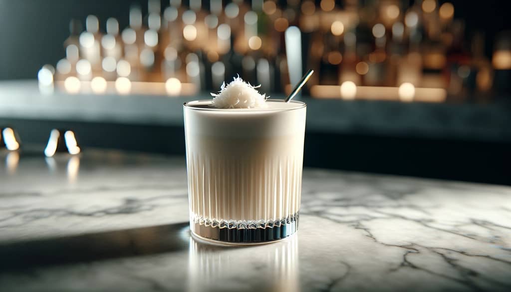 vegan cocktail in rocks glass using plant milk