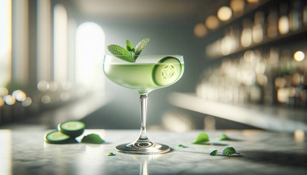 vegan cucumber gimlet cocktail