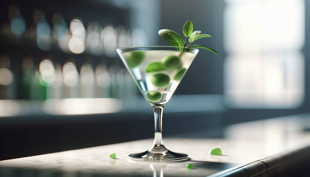 vodka mojito martini en copa de martini con menta