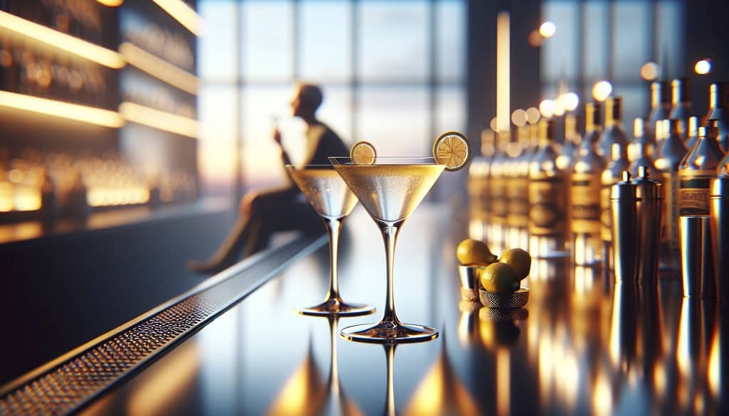 vodka sidecar cocktails on polished bar surface