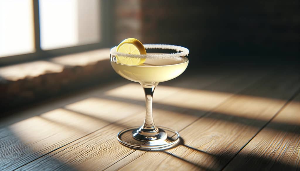 vodka sidecar with sugar rim and lemon twist