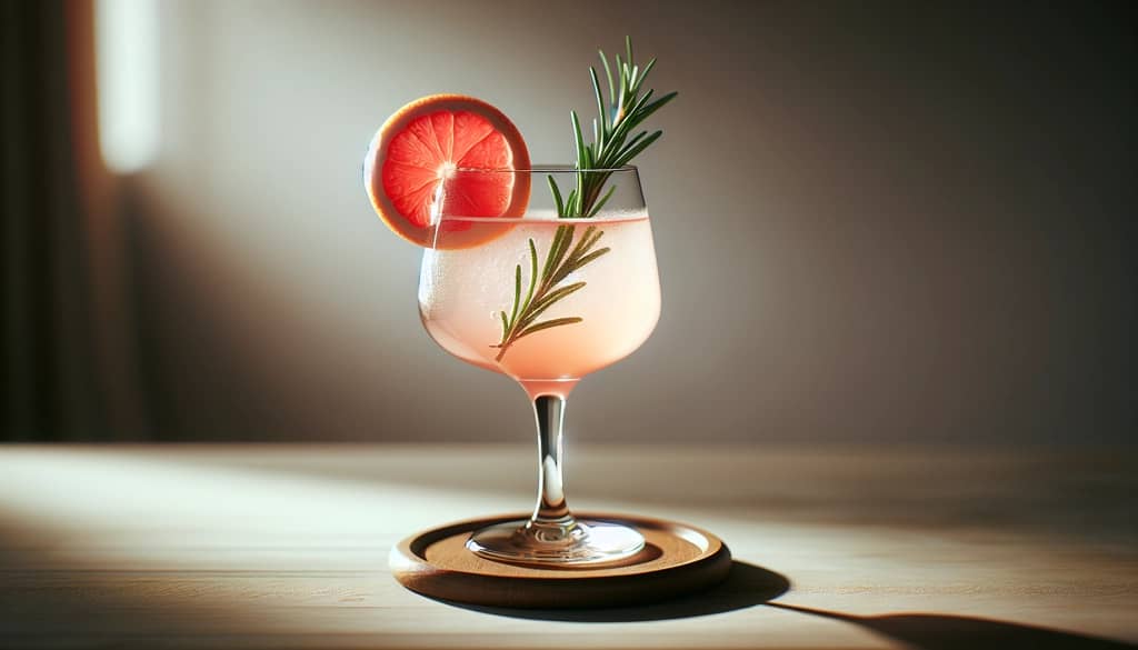 wedding mocktail in a highball glass with fruit garnish