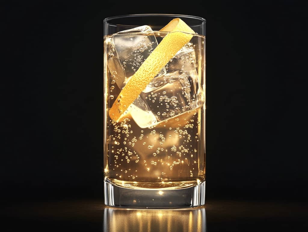 Refreshing Whiskey Highball cocktail in a highball glass
