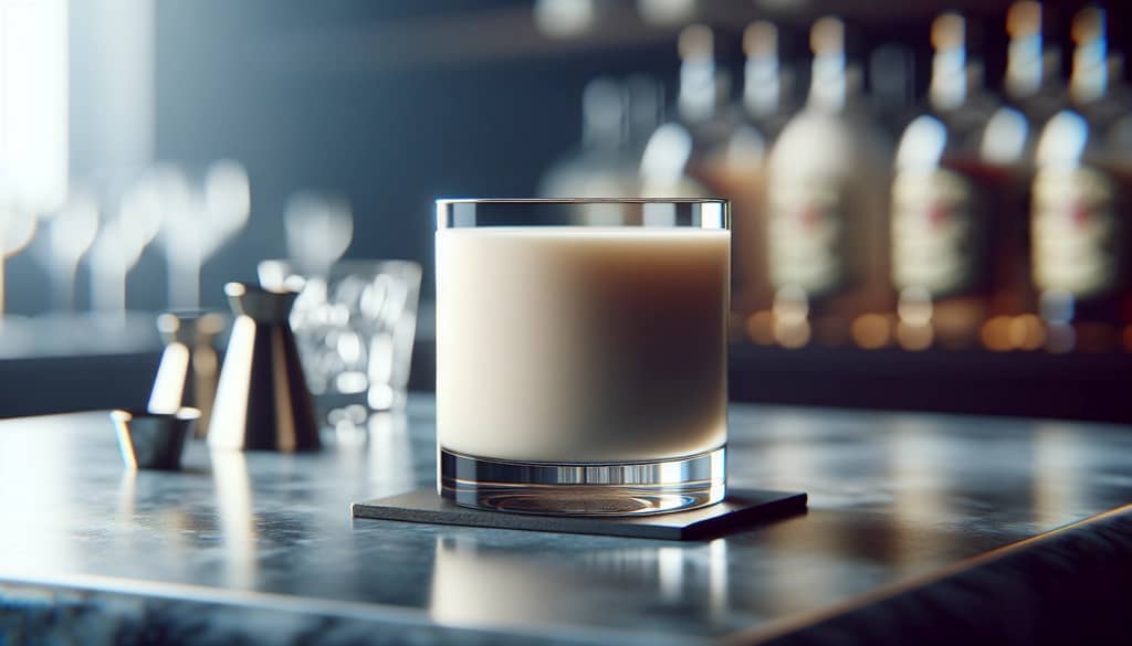 Cóctel White Russian en un vaso old fashioned, color crema de café