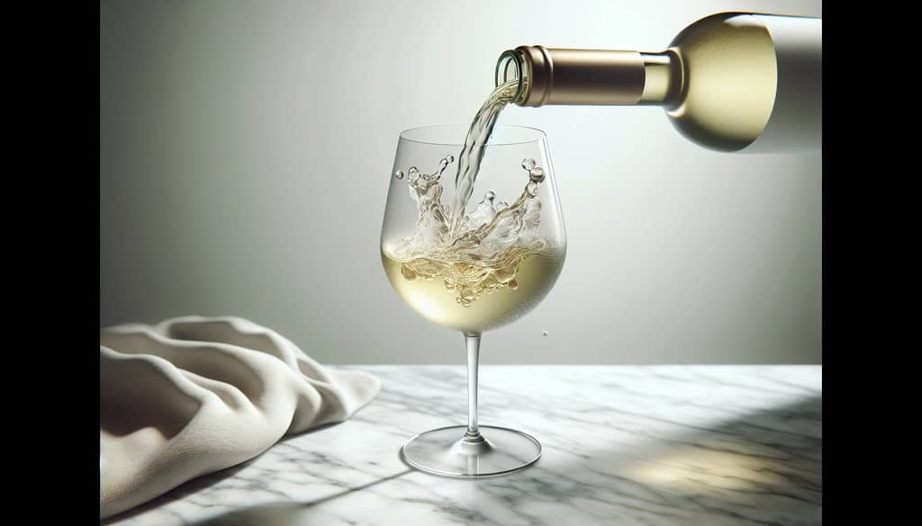 white wine being poured into chilled glass