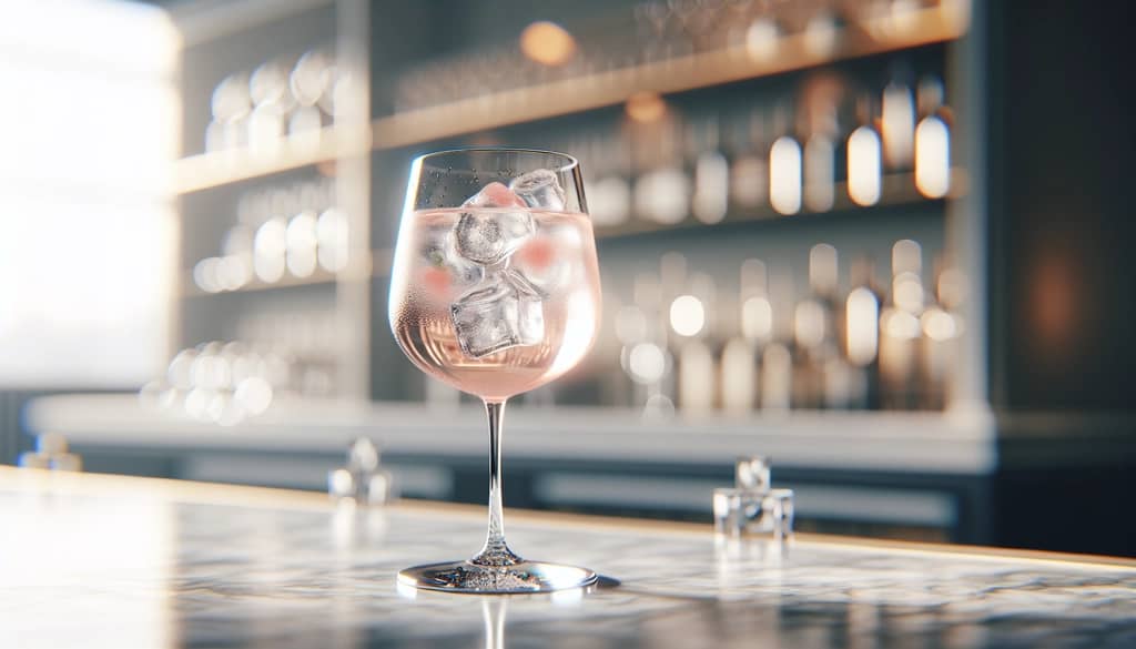 chilled cocktail in wine glass with slow-melting ice