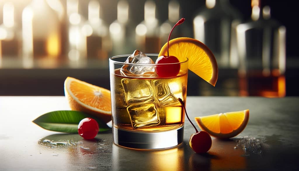 wisconsin brandy old fashioned sweet with lemon lime soda and cherry garnish