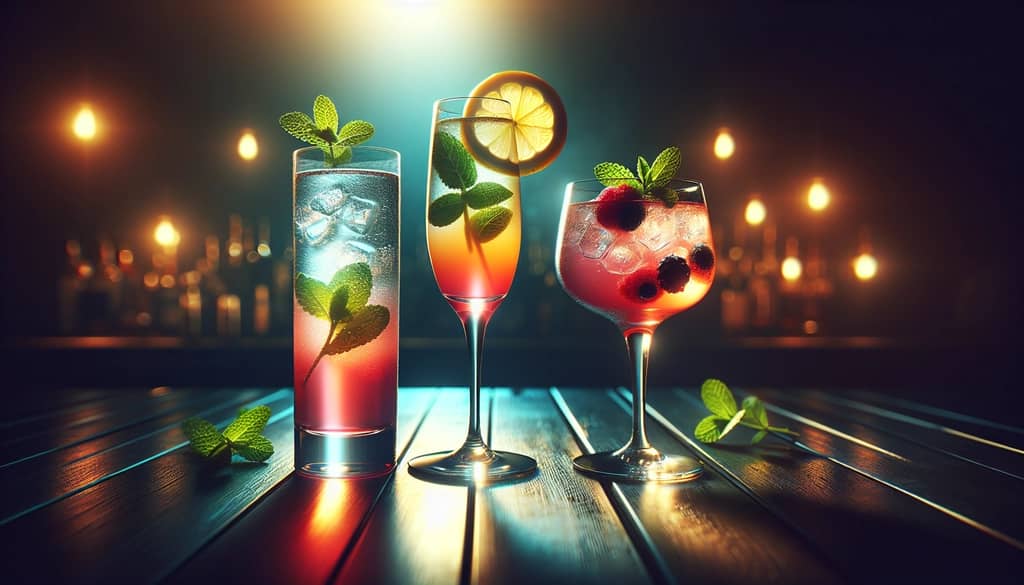 Three festive zero-proof cocktails with citrus and herbs