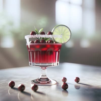 Margarita aux canneberges avec tequila et eau gazeuse