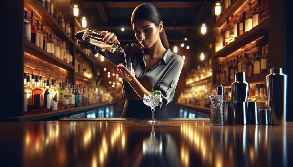 A bartender adjusting the vodka level in a cocktail with precision for perfect taste
