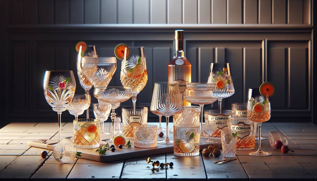 A beautifully arranged selection of glassware ideal for serving St Germain Spritz cocktails