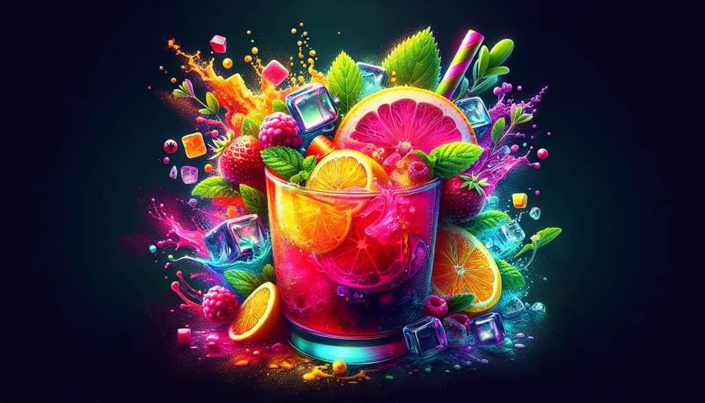 A beautifully crafted glass of Russian Spring Punch, showcasing its vibrant hues and garnishes.