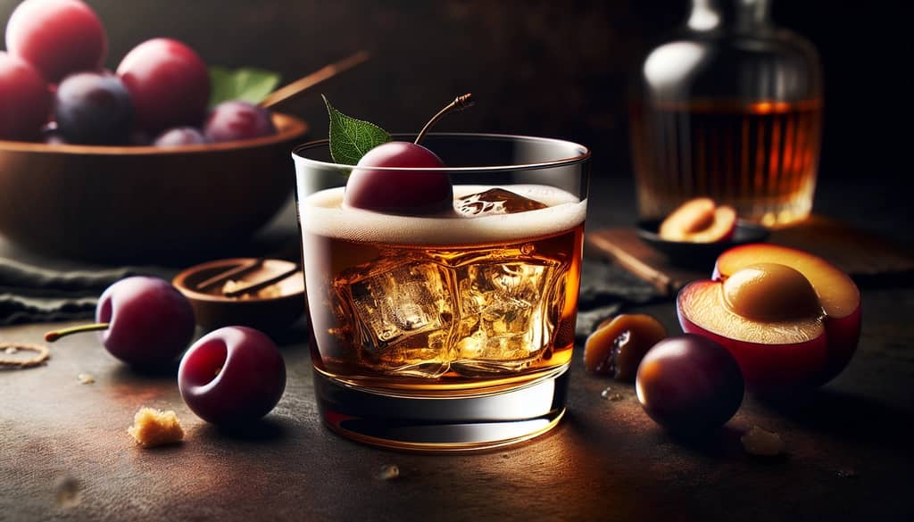 A beautifully crafted Whiskey Umeshu Sour showcasing the balance between whiskey and plum wine flavors