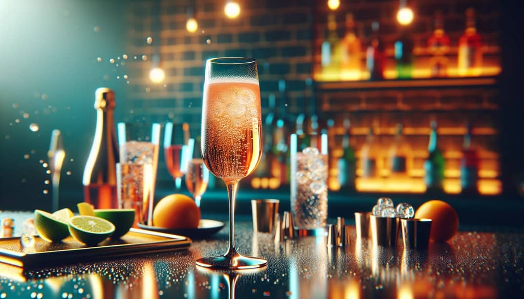 A chilled French 77 cocktail elegantly presented in a flute glass, highlighting its modern-classic allure