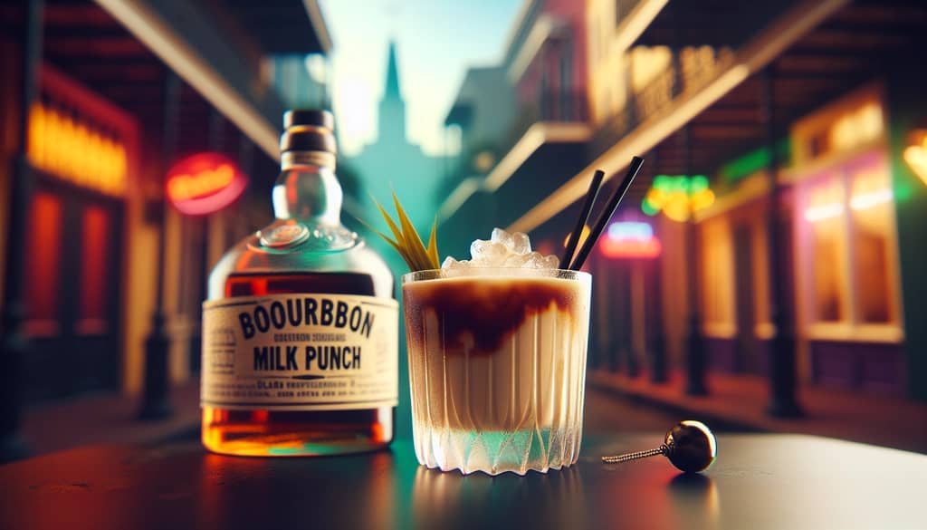 A classic Bourbon Milk Punch served in a chilled glass, representing its historical roots in New Orleans
