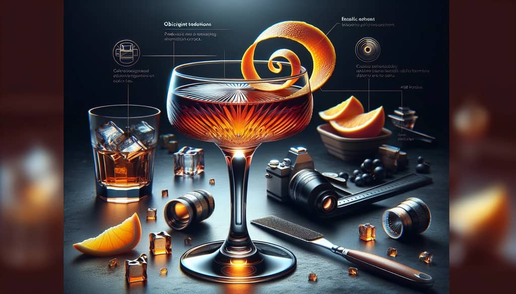 A classic El Presidente cocktail glistening in a coupe glass, garnished with a twist of orange peel, embodying sophistication and tradition.