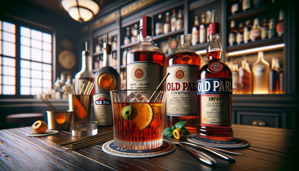A classic Old Pal cocktail with rye whiskey, dry vermouth, and Campari, symbolizing its cultural significance and pop culture appearances.