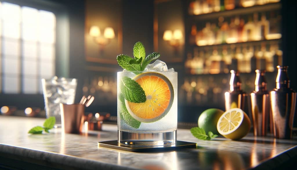A classic Southside Fizz cocktail, highlighting its refreshing blend of gin, citrus, and mint.