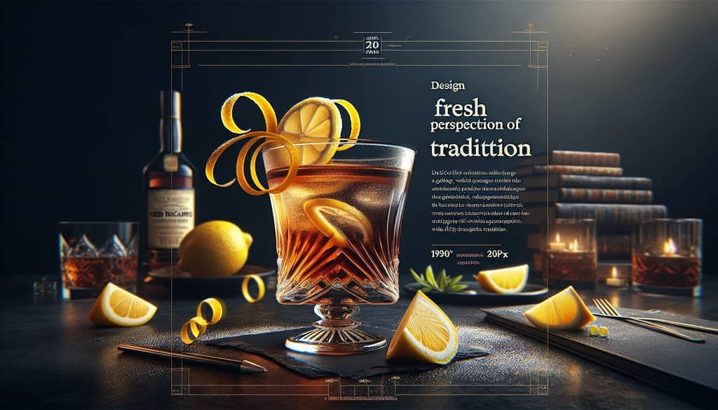 A classic Vieux Carré cocktail garnished with a lemon twist, illustrating a fresh take on tradition.