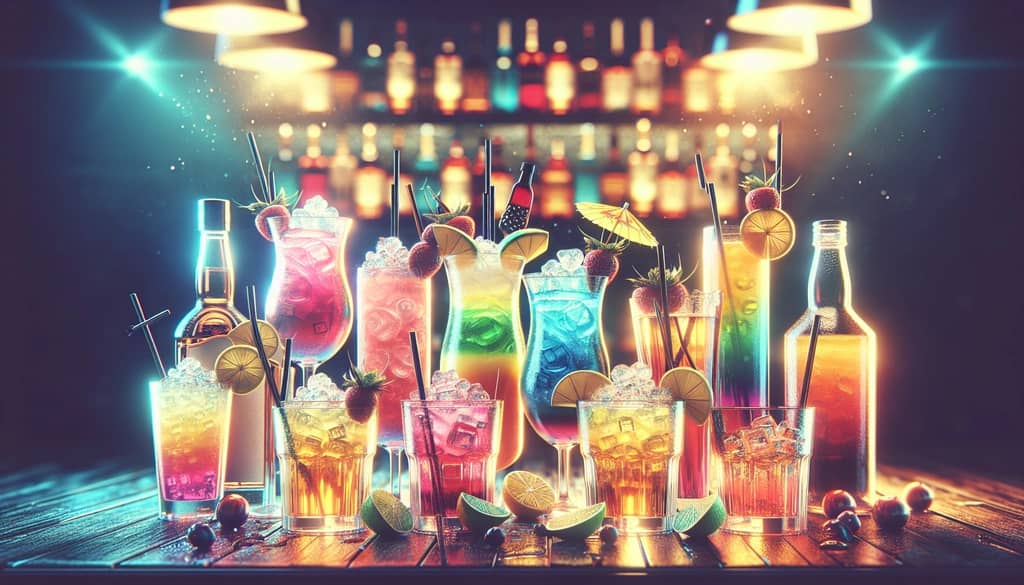 A collection of colorful Dirty Shirley cocktails with tequila and rum, highlighting their spirited twist.