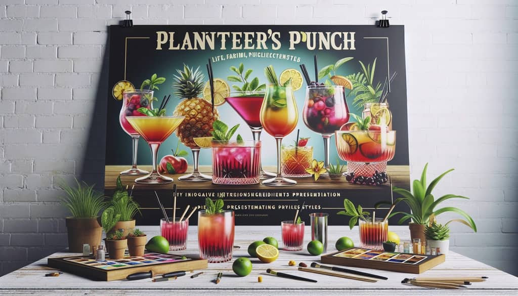 A collection of Planter's Punch cocktails featuring innovative ingredients and presentation styles.