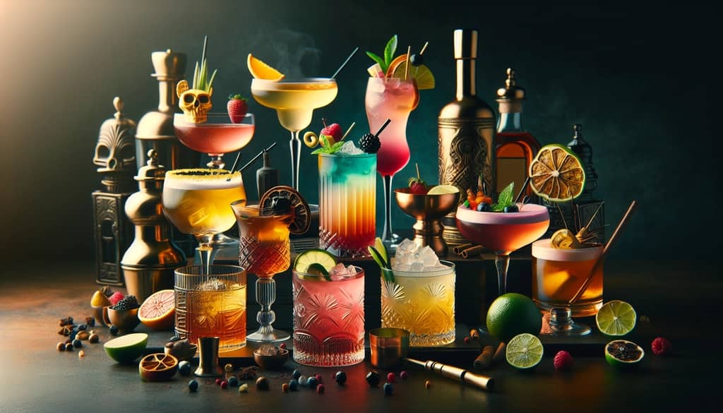 A colorful selection of El Presidente cocktail variations with modern ingredients