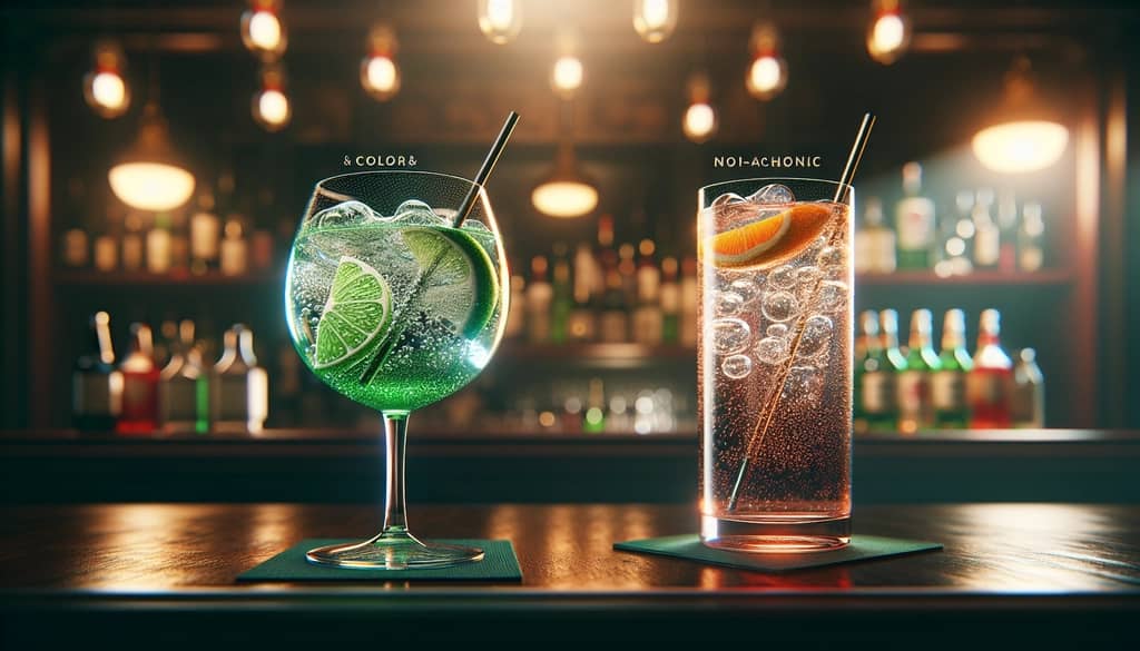 A comparative analysis of non-alcoholic gin and tonic versus traditional gin and tonic.