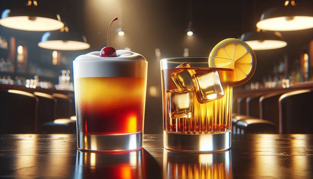 A comparison between Boston Sour and Whiskey Sour cocktails, highlighting their key differences and unique characteristics.