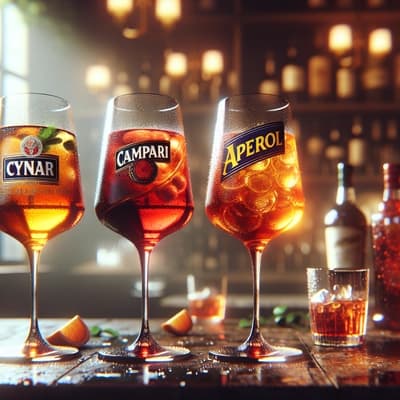 Vergleich von Cynar Spritz und Campari- sowie Aperol-Varianten
