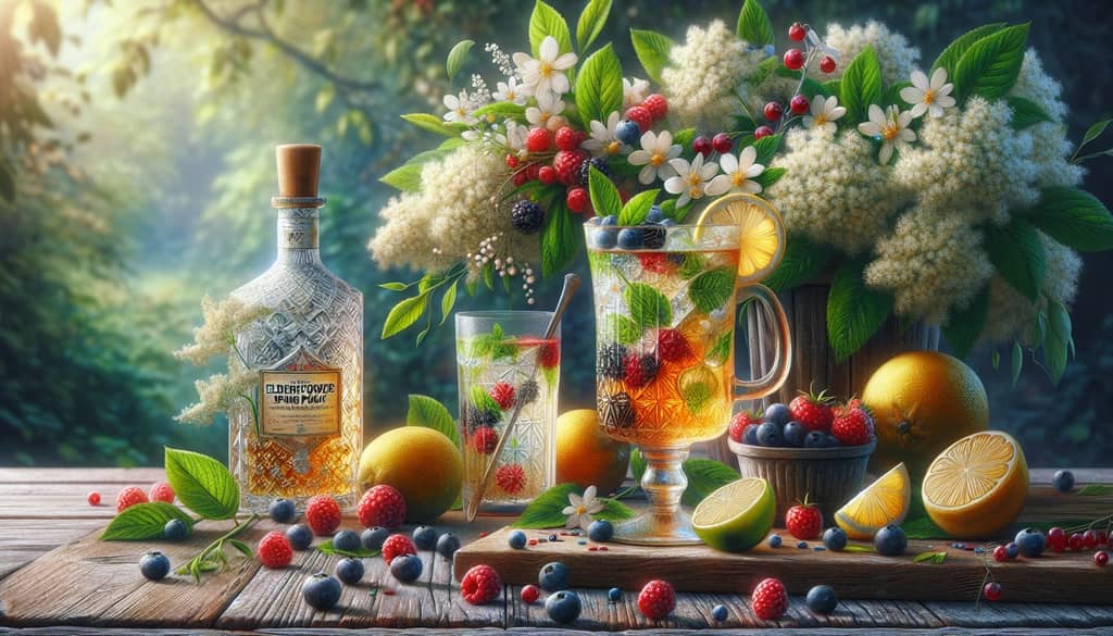 A contemporary version of the Russian Spring Punch with elderflower liqueur and fresh berries