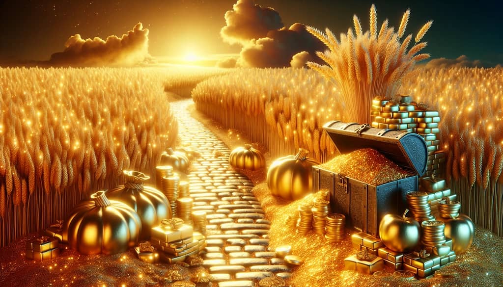 A dreamy illustration of glittering gold, representing its symbolism and interpretations in dreams.