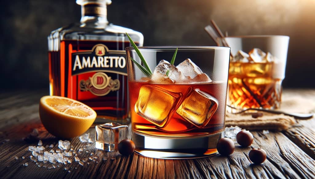 A glass of Amaretto and Whiskey Sour, highlighting the rich and balanced flavors of the drink.