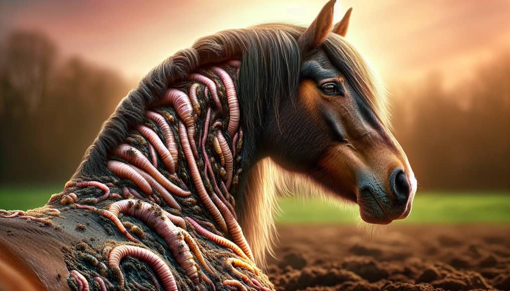 A horse showing signs of neck threadworms, highlighting equine health concerns