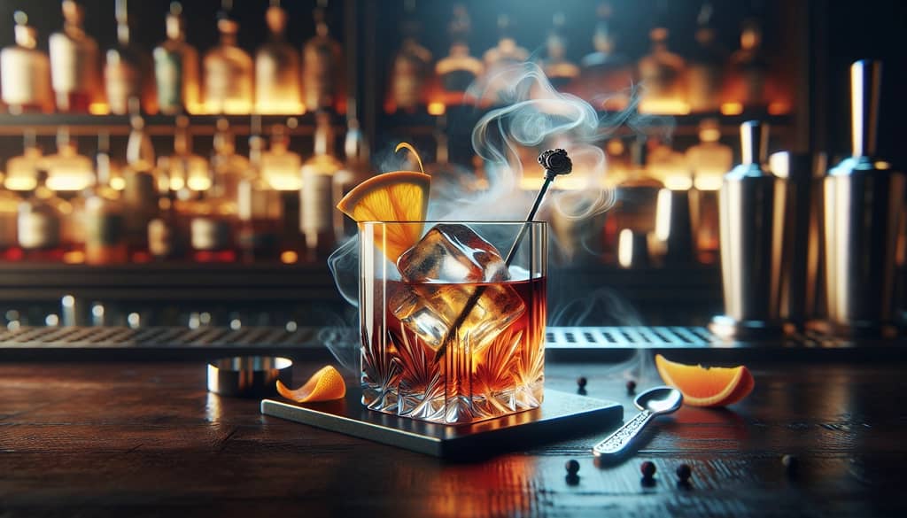 A Mezcal Negroni cocktail showcasing its smoky twist with a classic presentation