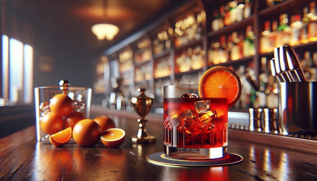 A Negroni Sbagliato cocktail enhanced with a splash of orange juice for a citrusy twist