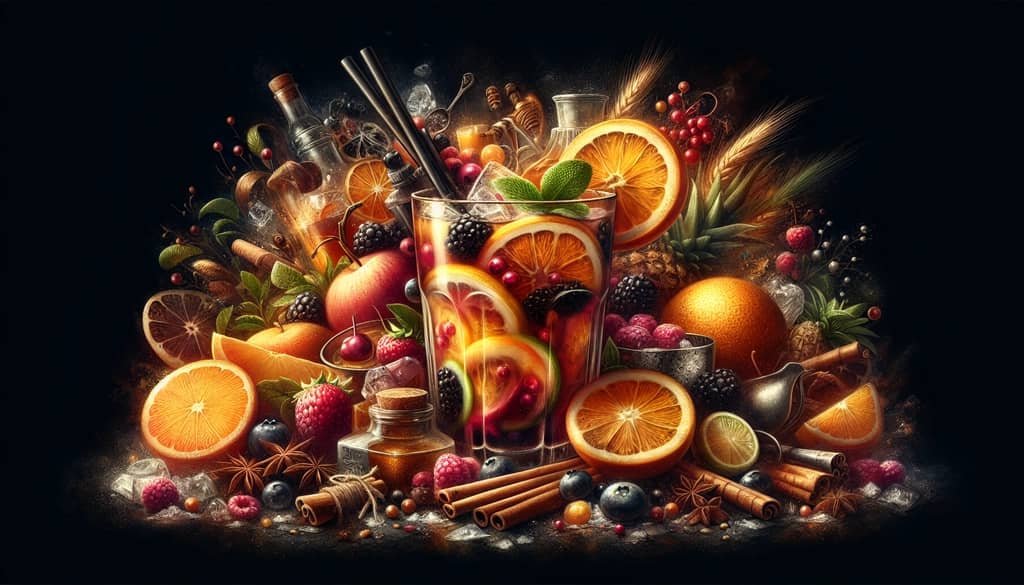 A perfect assembly of ingredients for crafting the ultimate Russian Spring Punch cocktail