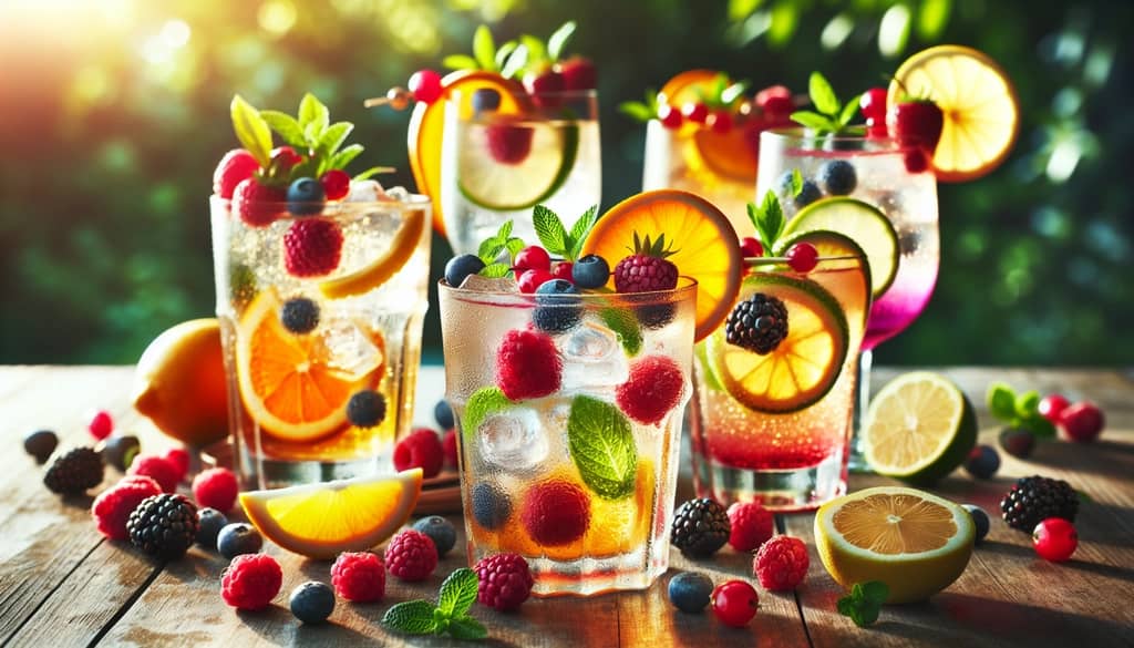 A refreshing assortment of vodka and ginger ale cocktails featuring bright citrus and berry garnishes
