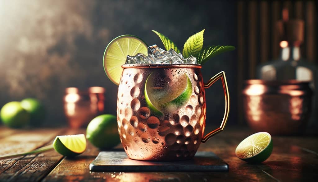 A refreshing Gin Mule cocktail featuring gin, lime, and ginger beer in a classic copper mug.