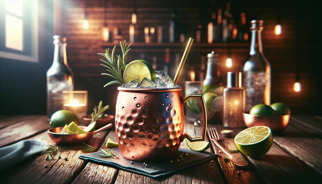 A refreshing Gin Mule cocktail served in a classic copper mug, highlighting its modern twist and historical roots.
