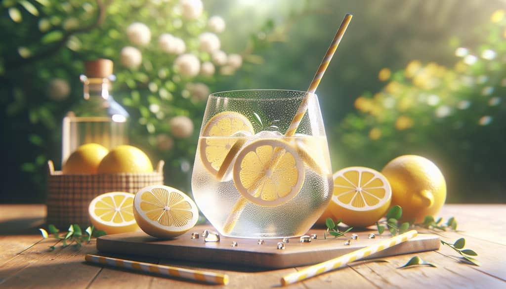 A refreshing glass of gin and lemonade with lemon slices, embodying the essence of a perfect summer cocktail.